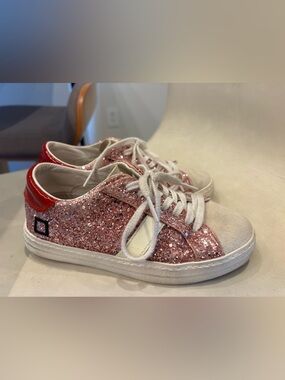 D.A.T.E. Hill Low Glitter Kids Sneakers Pink Sparkle size 13 US, 31 EU
